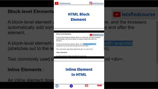 HTML Inline and Block Elements | HTML Block vs Inline Elements #html
