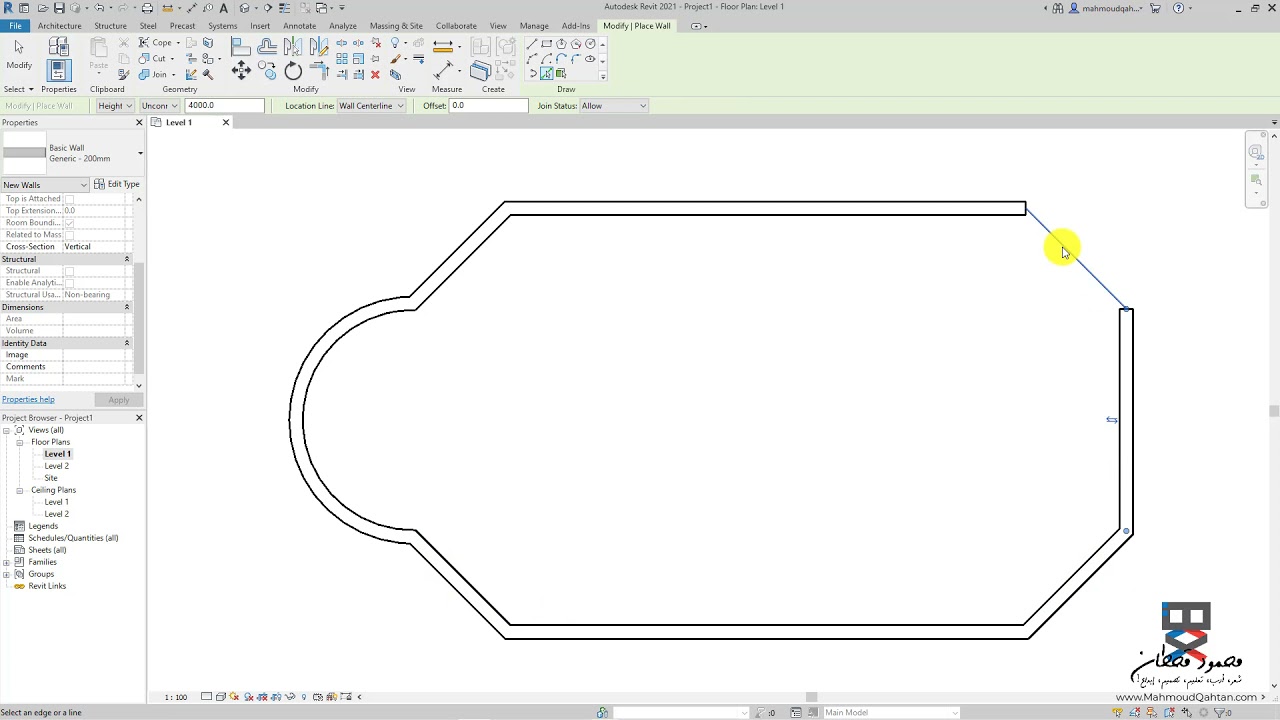 14. الرسم من طريق اختيار الخطوط في ريفيت 2021 Sketching by Picking Lines