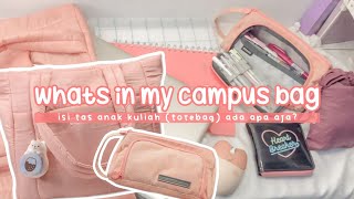whats in my campus tote bag + pencase | isi tas anak kuliah