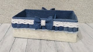 Корзина для хранения из верёвки - DIY. Storage box with rope