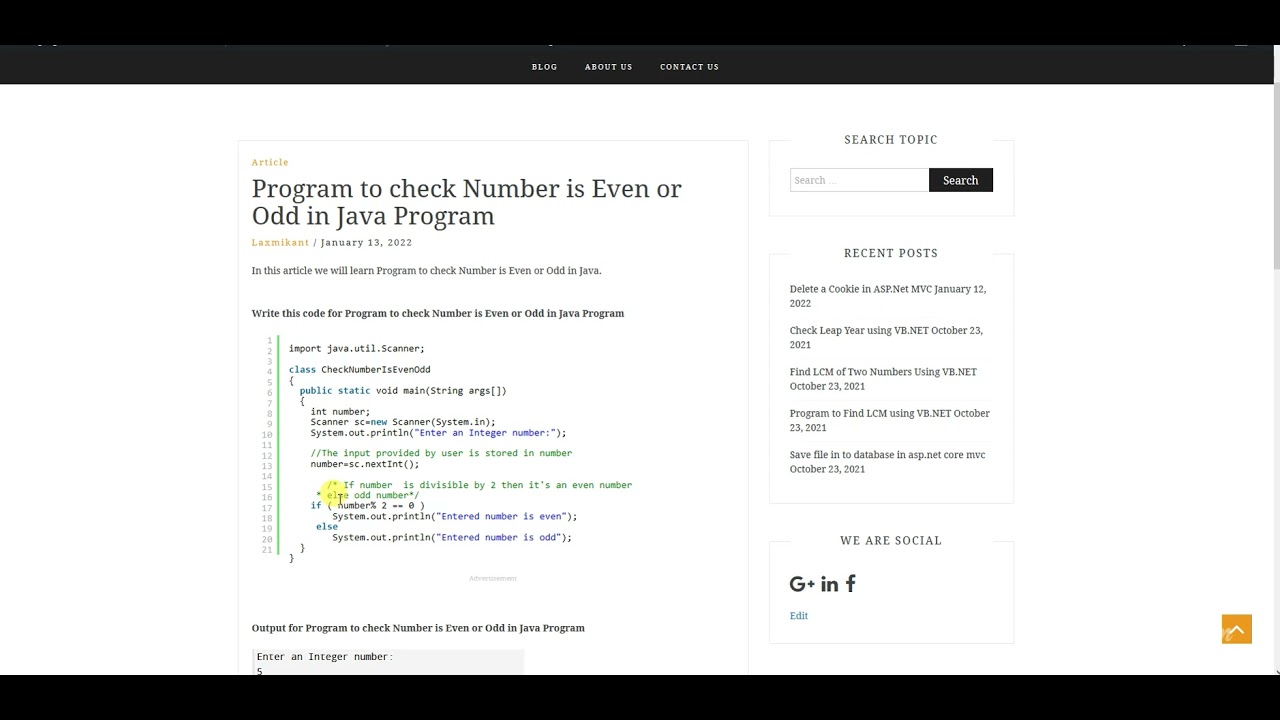 Program to check Number is Even or Odd in Java Program - YouTube