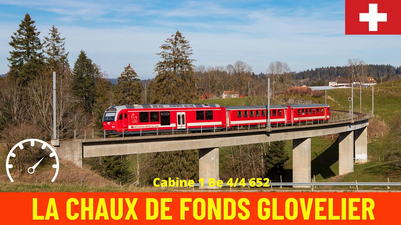 Cab Ride La Chaux-de-Fonds–Glovelier (Jura Railways, Switzerland) train driver's view in 4K