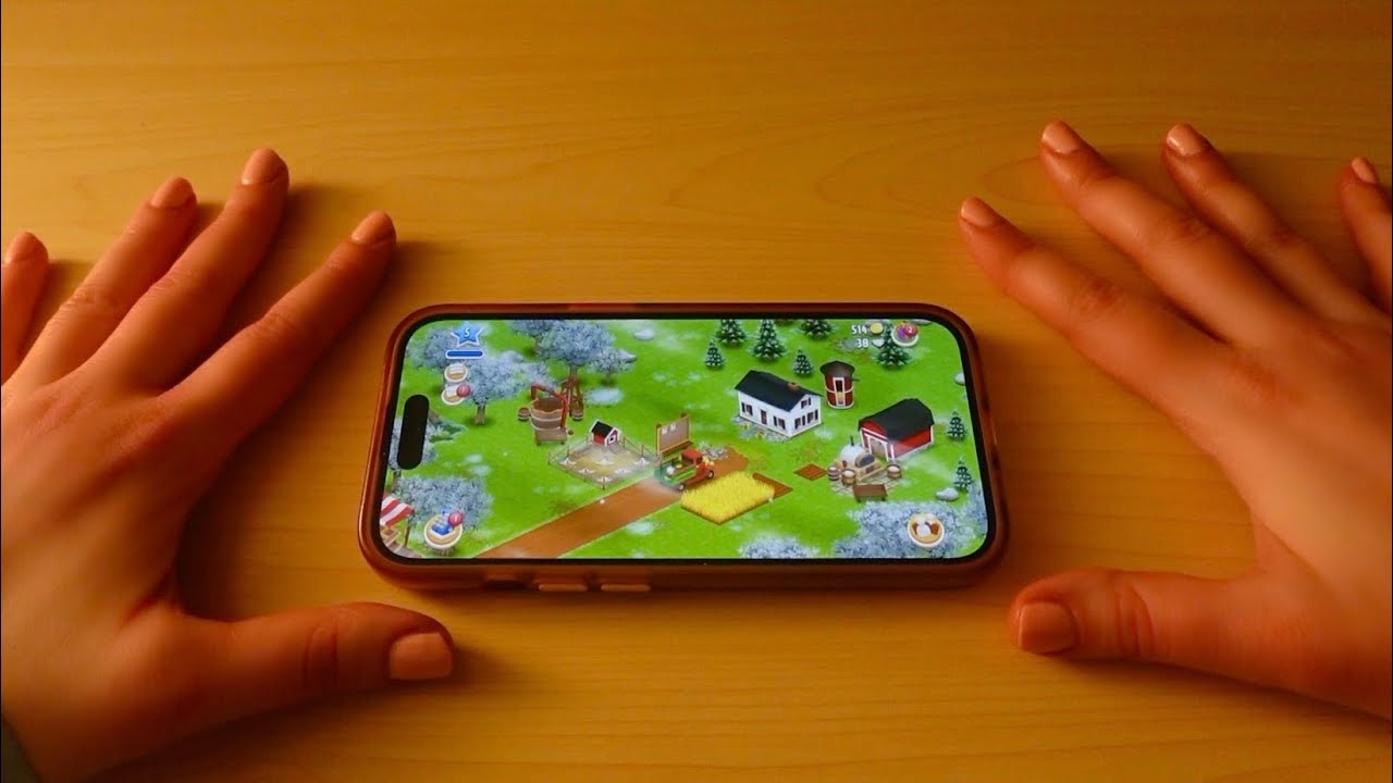 ASMR Playing Hay Day + gum chewing