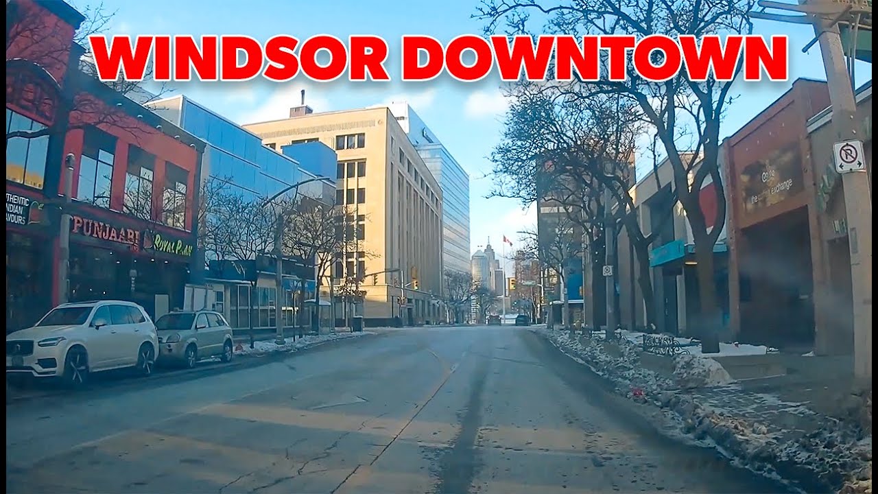 Driving Windsor Downtown & Riverside Drive East 2026 | Ouellette Ave to Scenic Riverfront