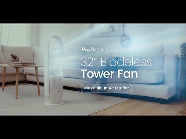 Pro Breeze 32-Inch Bladeless Tower Fan and Air Purifier - YouTube