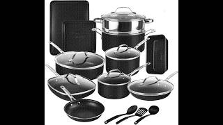 GRANITESTONE 20 Pc Kitchen Pots and Pans Set Review - Pros &amp; Cons - GRANITESTONE 20 Pc Kitchen Pots