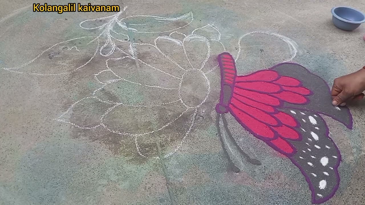 #butterfly flower rangoli 🏵️🦋🌼🌿.......