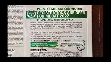 Registration Last Date to Apply #pmc Mdcat 2022.Go and Apply now.
