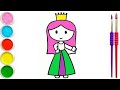 How to draw a princess for kids/Cara menggambar putri untuk anak-anak