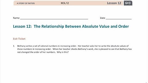 M3L12 Exit Ticket - 6th Grade