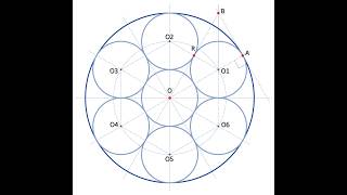 Inscribing Six Circles and a Centroid Circle Within a 7.5 cm Radius Circle
