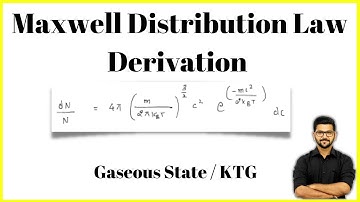 Maxwell Distribution Law Derivation || Gaseous state || Most Probable Velocity | RMS Velocity