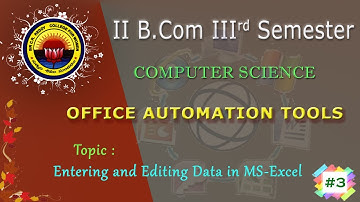3. II B.Com(CA) 3rd Sem - Computers - OAT - Entering and Editing Data in MS Excel Worksheet
