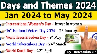 Days And Themes 2024 | Important Days | Jan 2024 To May 2024 | Current Affairs 2024 | Dewashish Sir