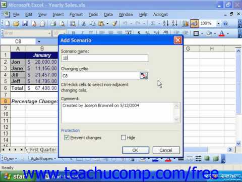 Excel 2003 Tutorial Creating & Displaying Scenarios Microsoft Training Lesson 31.1