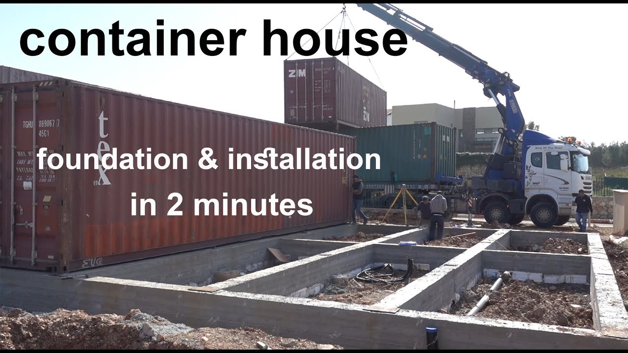 Container house foundation & installation in 2 minutes - YouTube