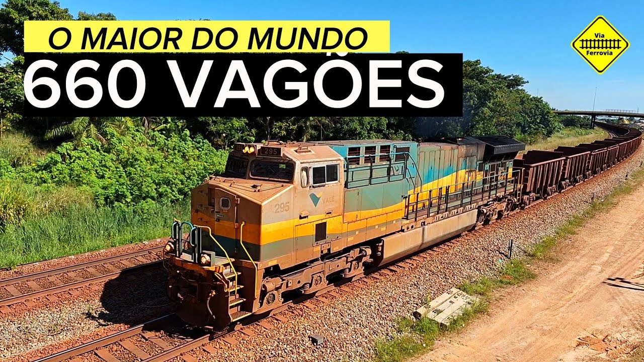 Impressionante! O maior trem de minério do mundo 660 vagões - Estrada de Ferro Carajás.