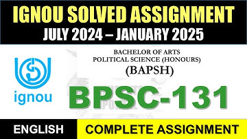 BPSC 131 Solved Assignment 2024-25 || bpsc-131 solved assignment in English || July 2024 to Jan 2025