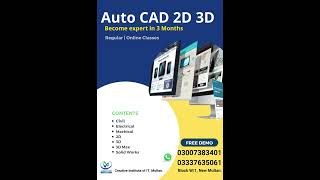 AutoCAD 2D 3D | Civil | Mechanical | Architect Designing | Creative Institute of IT, Multan