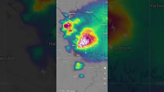 thunderstorm radar rolling over Moulton Alabama and Bankhead National Forest screenshot 2