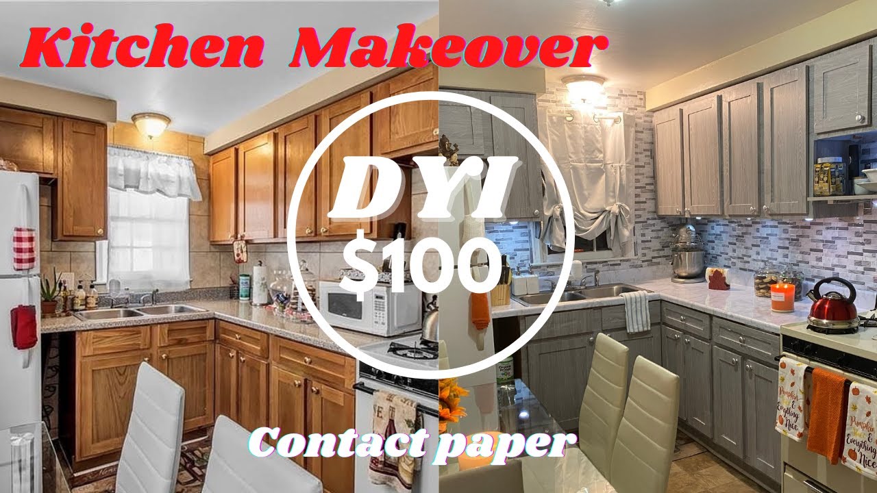 ⁣$100 DYI EXTREME Kitchen Makeover on a BUDGET 2021| PEEL & STICK CONTACT PAPER
