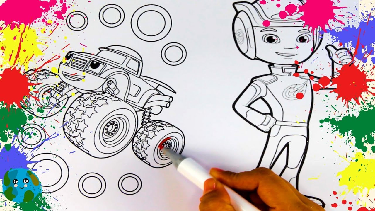 COLORINDO BLAZE E OS MONSTER MACHINES – DESENHOS INFANTIS CARTOONS | CHILDISH DRAWING