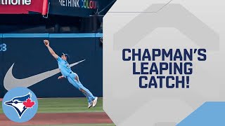 Chapman's shows off full extension to make acrobatic catch!