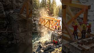 Collapsed Wooden Bridge Rebuild in Mountain Forest | Epic Timelapse Construction & Restoration