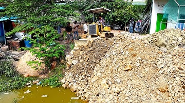 Perfectly New Landfill Project! Delete Flooded Area Using Dozer D20A Pushing Stone Into Water