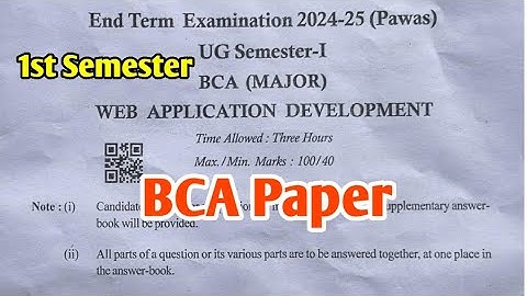 Web Application Development | BCA 1st Year 1st Semester Exam 2025|BCA 1st Semester Paper AnswerPDUSU