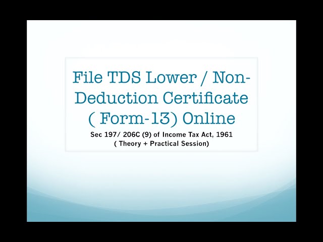 Form -13 Filing Live Demo/ How to  File Form 13  / TDS & TCS  Lower Deduction Certificate u/s 197