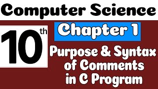 10th Class Computer Science Chapter 1 - Purpose and Syntax of Comments - Class 10 Computer Chapter 1