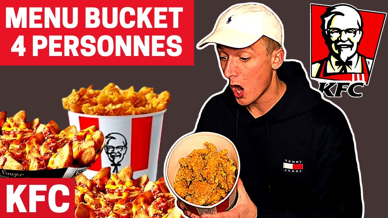 Je MANGE un menu BUCKET 4 PERSONNES KFC (tenders de poulet et frites de