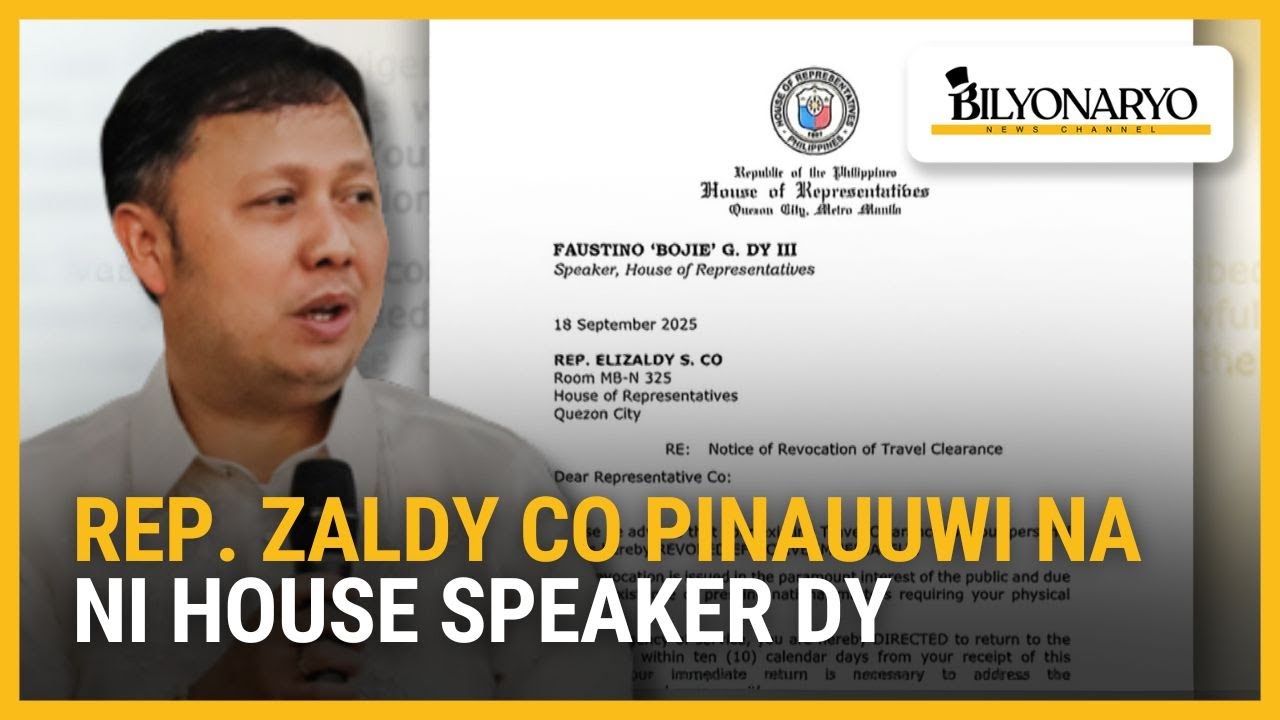 House Speaker Dy, pinauuwi na si Rep. Zaldy Co sa bansa para harapin ang flood control scandal