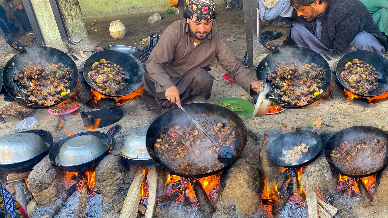 Mutton Karahi Magic in the Desert Village - Traditional Food | Tirah Valley Street Food In Pakistan
