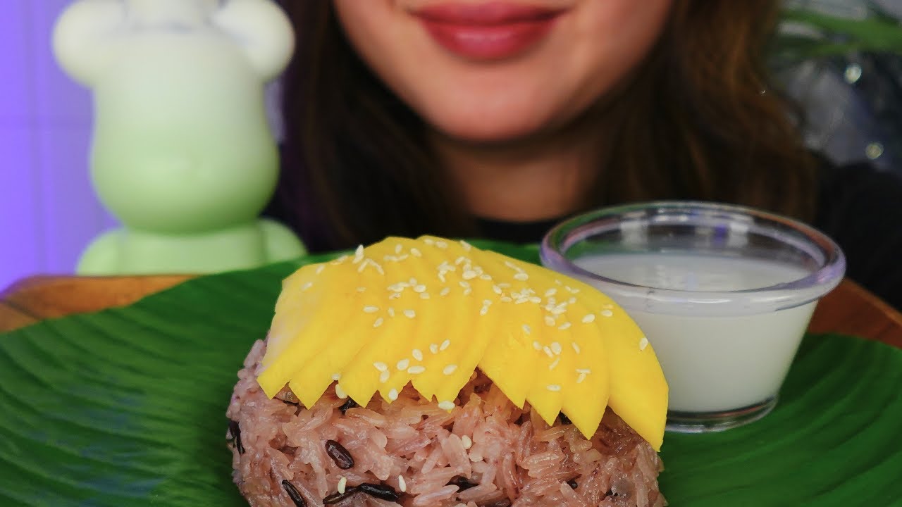 ASMR | MANGO WITH  PURPLE SWEET STICKY RICE | Eating sounds No talking