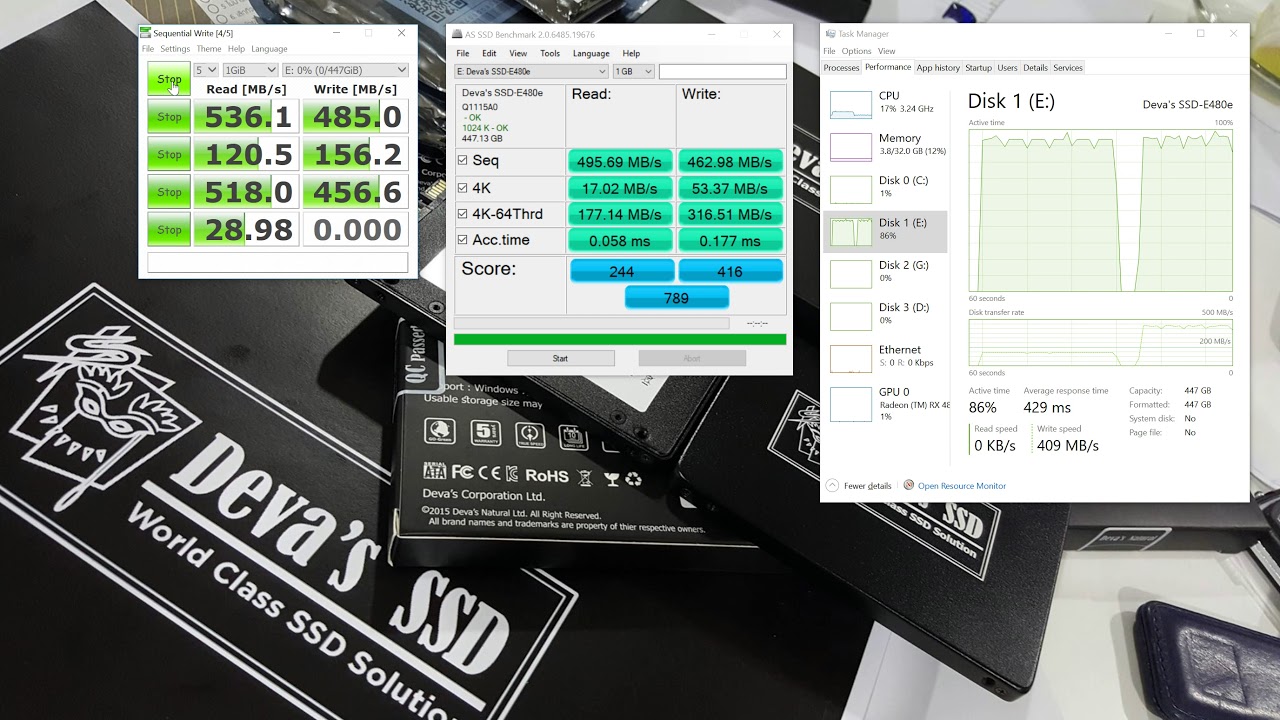 คลิป - ผลทดสอบ ความเร็ว Deva's SSD รุ่น E480e - 480 GB / รีวิว - Review Speed and Benchmark