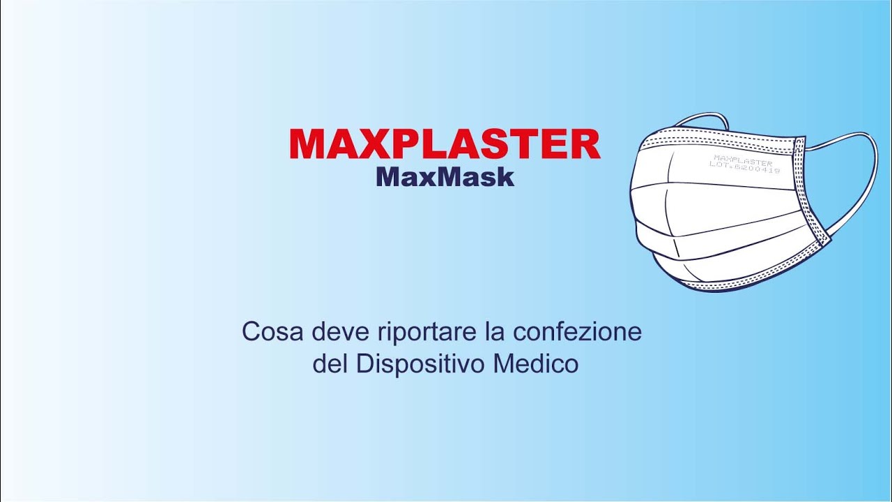 5/8 Mascherina chirurgica MaxMask - Maxplaster srl. Confezione del Dispositivo Medico CEE 93/42.
