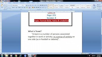 NSQF IT ; IX: Session 4 : Format, Bold, Italics, Underline (Word Processor)
