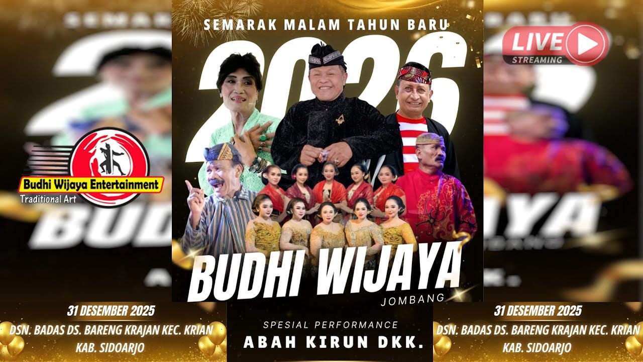 🔴Live Streaming Ludruk BUDHI WIJAYA Jombang - SEMARAK MALAM TAHUN BARU 2026 Ds. Bareng Krajan