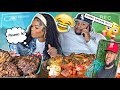 DESHELLED SEAFOOD BOIL| KING CRAB| OXTAILS| FAMILY LIE TO MY HUSBAND FOR ME?(LOYALTY TEST) PRANK🤣🤯