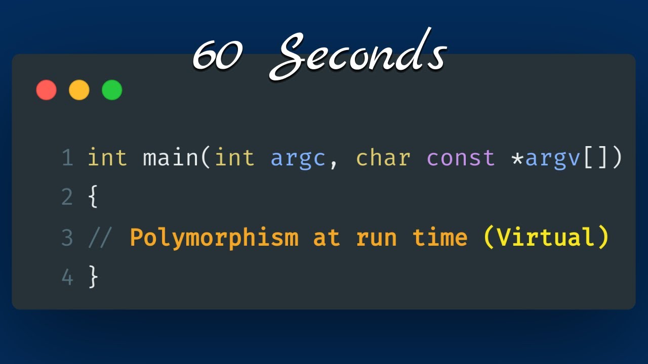 Polymorphism at run time in C++| virtual | OOPs | #60seconds | One ...