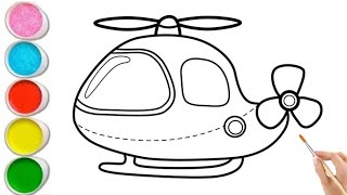 Easy Helicopter Drawing and Painting Tutorial for Kids | Step by Step