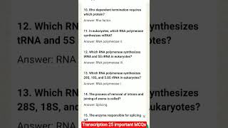 25 important MCQs of transcription/12thbiology /chapter 5/vvi#biology #neet #reneet #viral #shorts