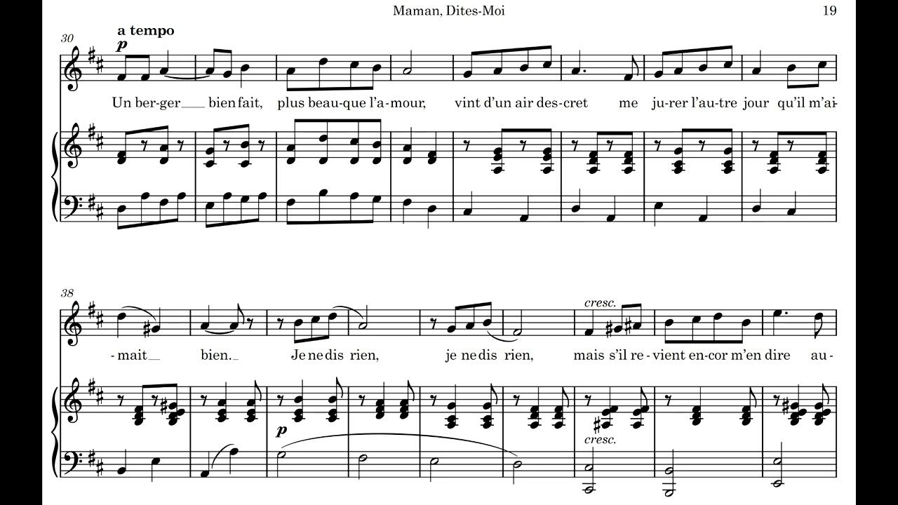 Maman, Dites-Moi - Bergerettes - J.B. Weckerlin (Piano Accompaniment) Maman, Dites-Moi - Bergerettes - J.B. Weckerlin (Piano Accompaniment)