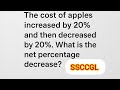 The cost price of apples is increased by 20%..... #ssc #ssccgl #mathpyq #sscgd #competitiveexams 
