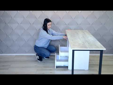 Робочий стіл письмовий в офіс кабінет кабінет із тумбою трансформером Shiron Jumbo Шайрон Джамбо Дуб сонома Knap Knap, видео 1