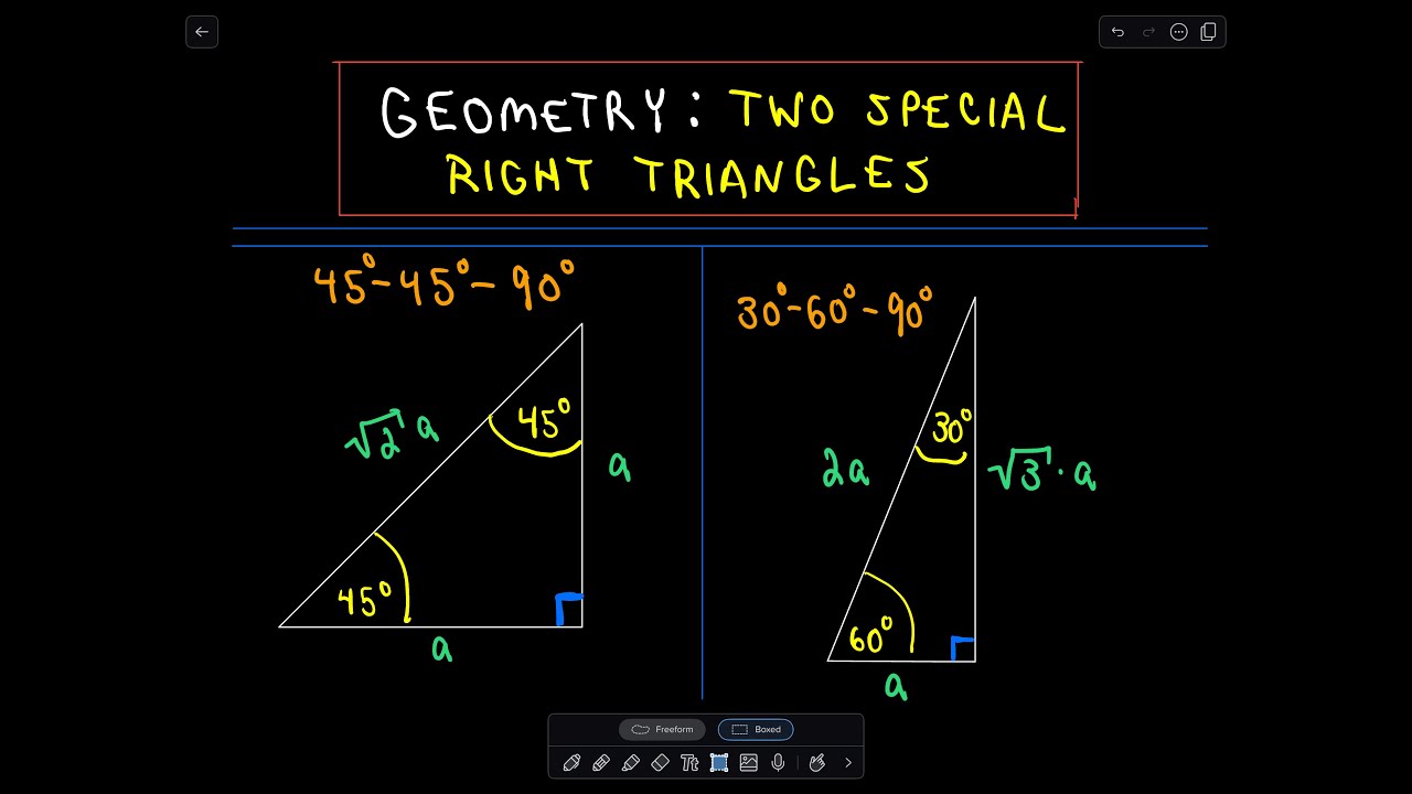 Special Right Triangles In Geometry 45 45 90 And 30 60 90 Youtube