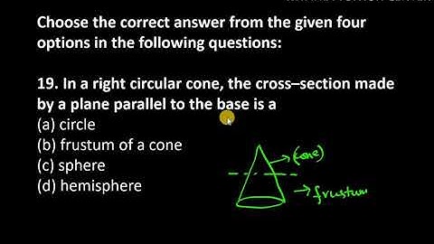 19. In a right circular cone, the cross–section made by a plane parallel to the base is a (a) circle