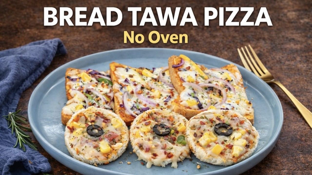 Try This 10-Minute Homemade Pizza | Bread Tawa Pizza Recipe | No Oven, No Yeast